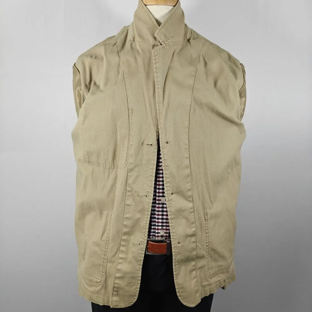 St John's Bay Men's Sport Coat Jacket Three Button‎ Khaki Cotton Spandex XL